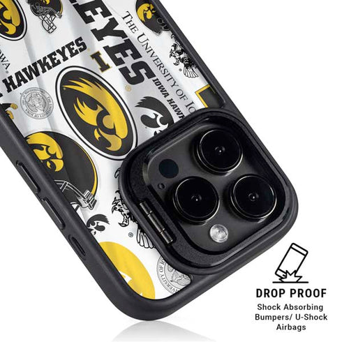University of Iowa Hawkeyes Pattern iPhone 16 Pro Kickstand Case